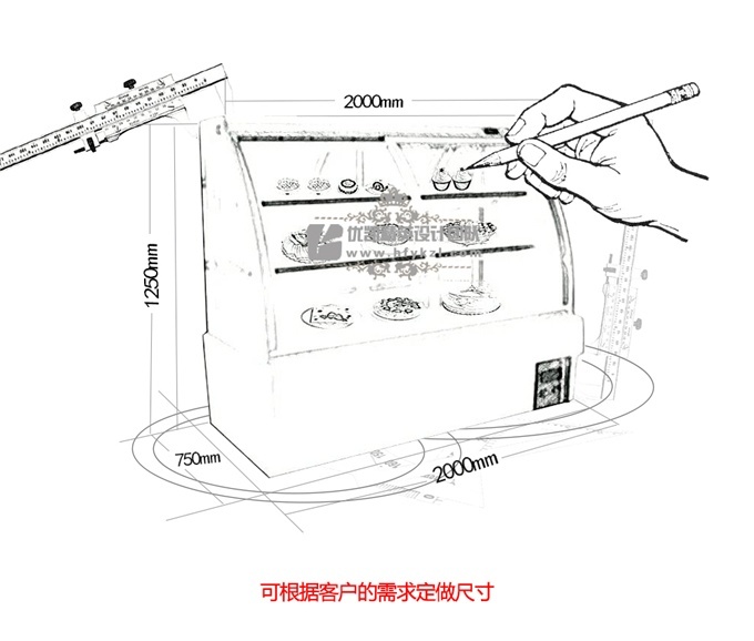 DG-DB1前移門弧形蛋糕柜